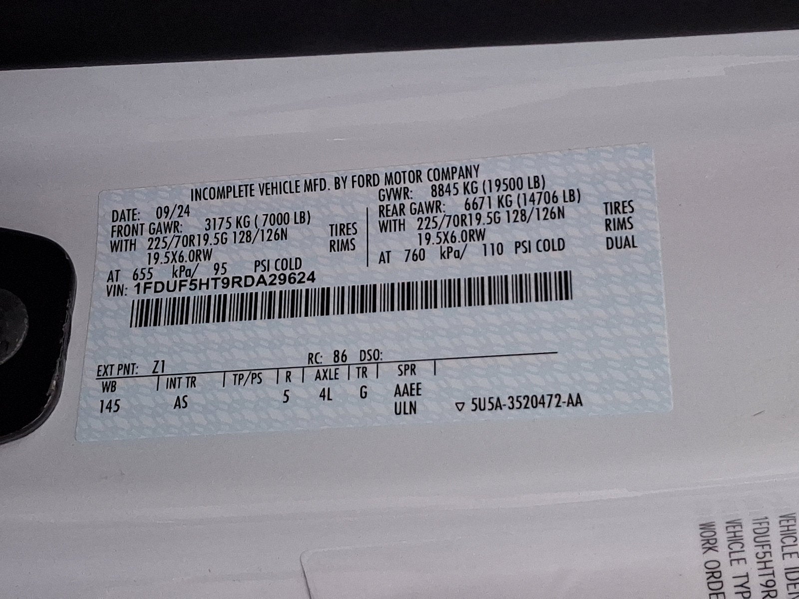 2024 Ford Super Duty F-550 DRW 9 FT 3/4 Yard E-Tipper Dump Body