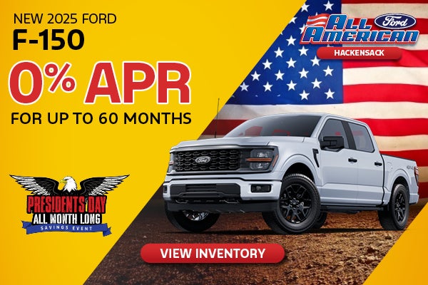New 2025 Ford F-150 0% APR for up to 60 Mos.