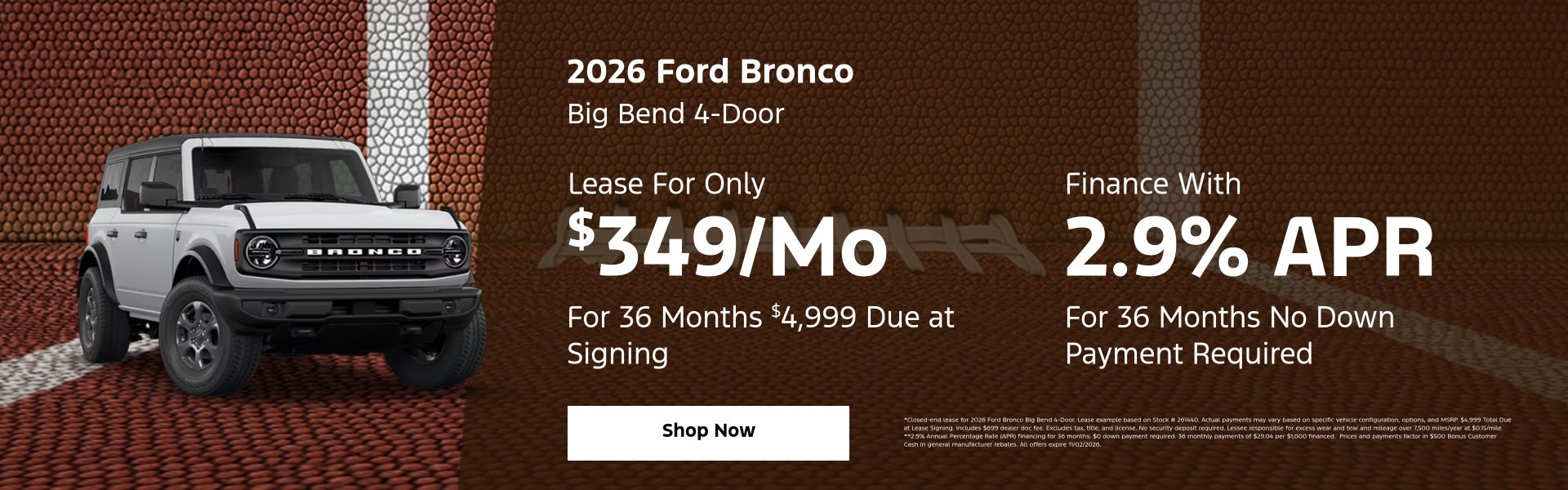 Bronco lease and finance specials